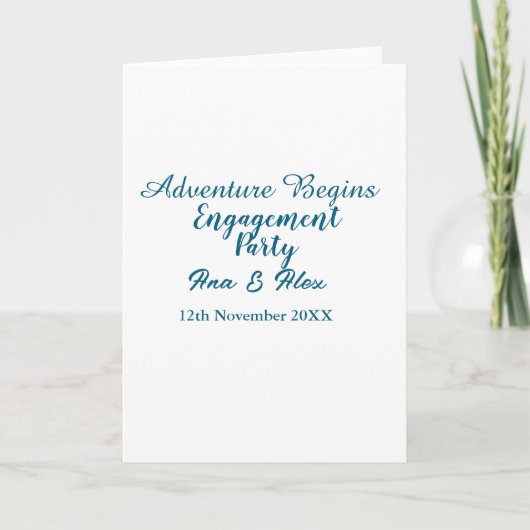 Carte que l'aventure commence nom de la fête de fiançail (Devant)