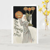 Carte Que votre Halloween soit une femme joyeuse et Citr (Fleur jaune)