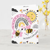 Carte Queen Bees Best Friends Forever Cute (Fleur jaune)