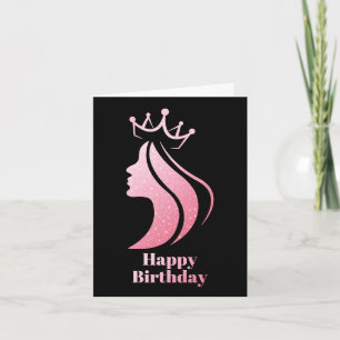 Carte Queen Crown Parties scintillant rose Noir Joyeux a