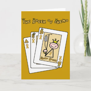 Carte Queen of Chemo - Cancer de l'enfance Ruban d'or