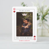 Carte Queen of Hearts Poker Photo Saint-Valentin (Debout devant)