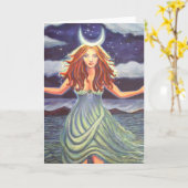 Carte Queen Of The Tides - Goddess Art Greeting Card (Fleur jaune)