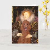 Carte Queen - Poodle rouge foncé N° 1 (Fleur jaune)