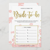 Carte Quel âge avait la future mariée | Rose et Or (Devant / Derrière)