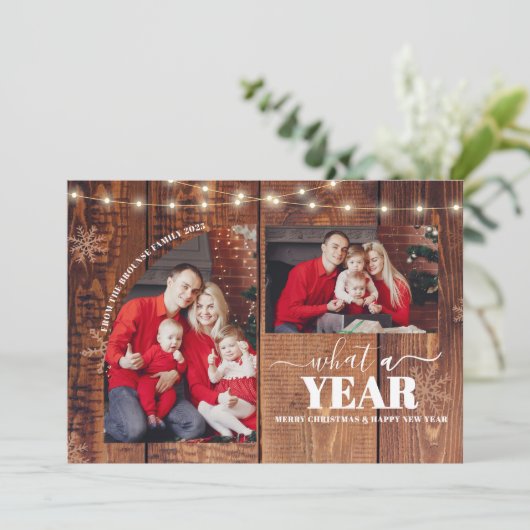 Carte Quel an Collage photo multiple Noël Rustique (Debout devant)