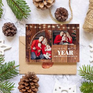 Carte Quel an Collage photo multiple Noël Rustique