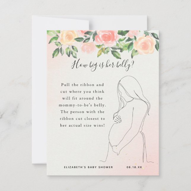 Carte Quelle taille a son ventre ? | Jeu Baby shower (Devant)