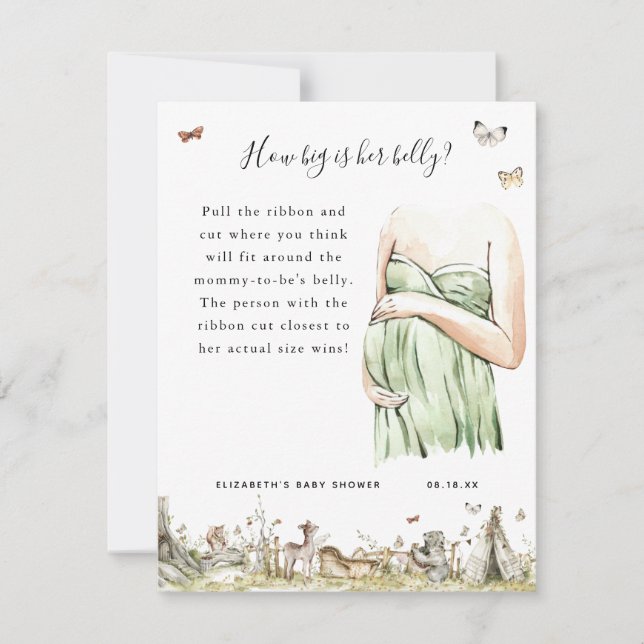 Carte Quelle taille a son ventre ? | Jeu Baby shower (Devant)