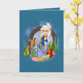 Carte Quelque chose art de poisson de pixel de sirène (Fleur jaune)