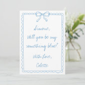Carte Quelque chose Blue Crew Bow Doodle Bridesmaid Prop (Debout devant)