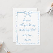 Carte Quelque chose Blue Crew Bow Doodle Bridesmaid Prop (Devant/Arrière en situation)