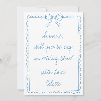 Carte Quelque chose Blue Crew Bow Doodle Bridesmaid Prop