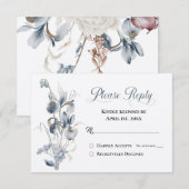 Carte QUELQUE CHOSE DE BLEU -IRIS Répondre RSVP (Devant / Derrière)
