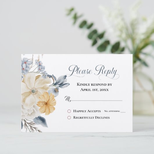 Carte QUELQUE CHOSE DE BLEU - Répondez à RSVP (Debout devant)