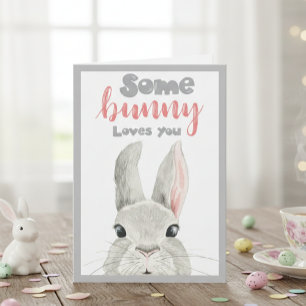 Carte Quelqu'un vous aime, lapin Mignon aquarelle qui re
