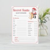 Carte Questionnaire Père Noël Secret pour carte-cadeau (Debout devant)
