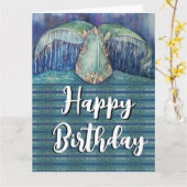 Carte queue de baleine anniversaire (Fleur jaune)
