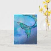 Carte Queue de sirène de l'océan scintillant pour fête d (Fleur jaune)