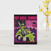 Carte Queue de Summerween de plage Halloween vintage (Fleur jaune)