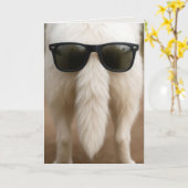 Carte Queue d'un chien d'anniversaire avec des lunettes (Fleur jaune)