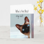 Carte Qui est le meilleur de 49 ans ? Chat Chat Humour (Fleur jaune)