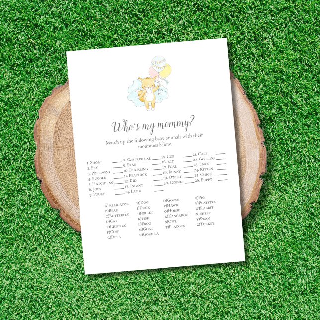 Carte Qui est ma maman Baby Sprinkle Game Card (Créateur téléchargé)