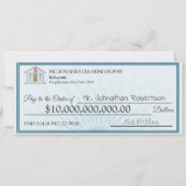 Carte Qui veut être un milliardaire faux chèque annivers (Devant)