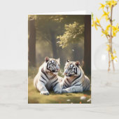 Carte Quiet Companions – White Tigers Greeting Card (Fleur jaune)