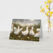Carte Quiet Quack: White Duck Starry Night Goose (Fleur jaune)