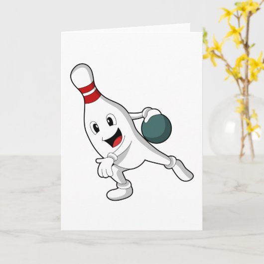 Carte Quille de bowling avec boule de bowling (Fleur jaune)