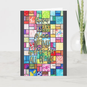 Carte Quilt aquarelle - Message positif