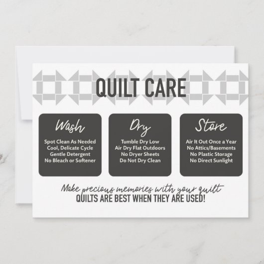 Carte Quilt Care - Design moderne - Gris Doux (Devant)