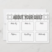 Carte Quilt Care - Design moderne - Gris Doux (Dos)