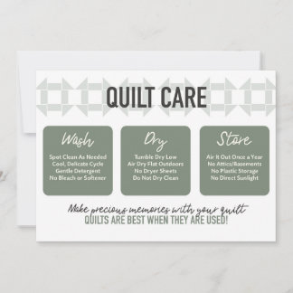 Carte Quilt Care - Design moderne - Sage Green