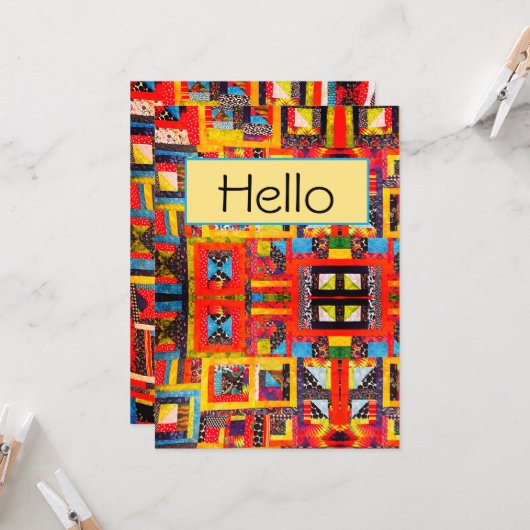 Carte Quilt-improvisation moderne Bold Abstrait (Devant/Arrière en situation)