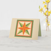 Carte Quilt Note - Étoile biseautée (orange/vert) (Fleur jaune)