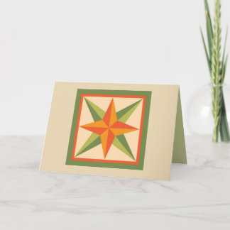 Carte Quilt Note - Étoile biseautée (orange/vert)