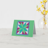 Carte Quilt Note - Étoile du chasseur (verte) (Fleur jaune)