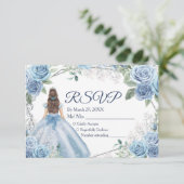 Carte Quinceañera 15 Anos Dusty Blue RSVP (Debout devant)