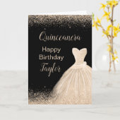 Carte Quinceanera Champagne Robe Blanche Parties scintil (Fleur jaune)