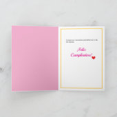 Carte Quinceañera en espagnol heureux : rose (Intérieur)