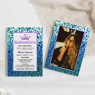 Carte Quinceanera Glamour Parties scintillant Espagnol I