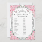 Carte Quinceañera Mis Padrinos Rose Floral (Devant)