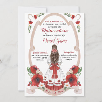 Carte Quinceanera rouge Charra, Rancho Charro Ouest