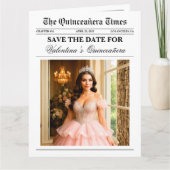 Carte Quinceañera Save the Date Newspaper Photoshoot (Devant)