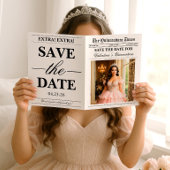 Carte Quinceañera Save the Date Newspaper Photoshoot
