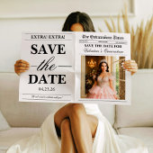 Carte Quinceañera Save the Date Newspaper Photoshoot