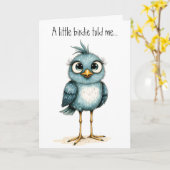 Carte Quirky Blue Bird Cute Happy Birthday Greeting (Fleur jaune)