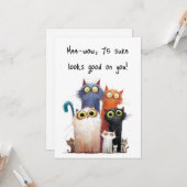 Carte Quirky Cats with Big Eyes 75th Birthday Flat (Devant/Arrière en situation)